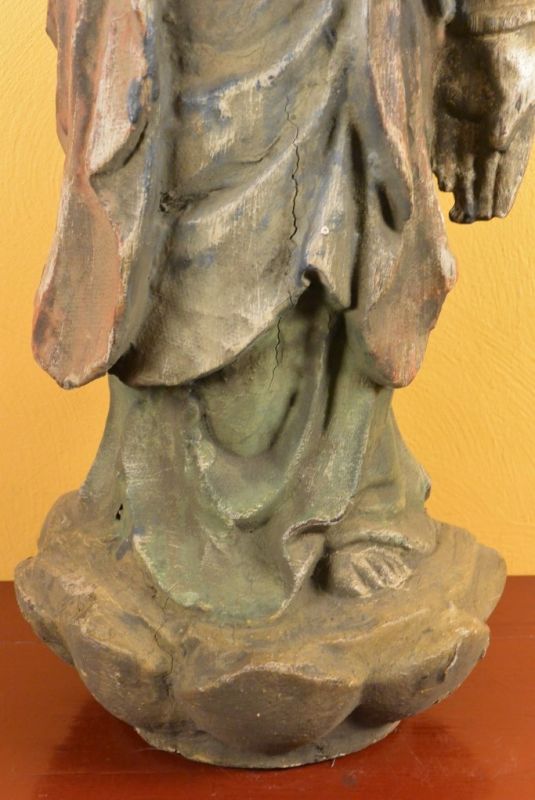 Click thumbnail to enlarge and hover over the picture to zoom Chinese Wooden Statue Standing Buddha 3