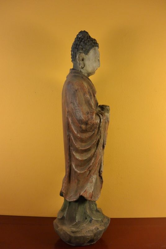 Click thumbnail to enlarge and hover over the picture to zoom Chinese Wooden Statue Standing Buddha 4