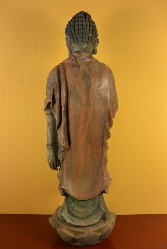 Chinese Wooden Statue Standing Buddha 5