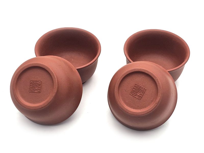 Chinese Yixing clay cups - Zi Ni Red Clay - art of tea - Lot de 4 tasses - 80ml 2
