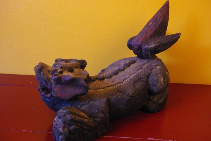 Chinesiche Holztiere Staturen aus Holz Wächterlöwe 5