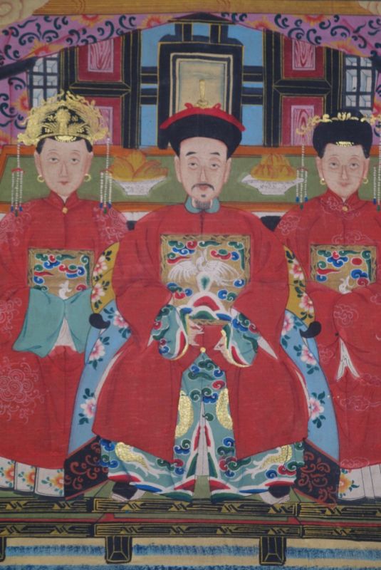 Chinesische Ahnenbilder 3 Personen 2