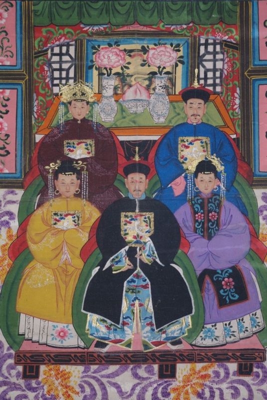 Chinesische Ahnenbilder 5 Personen Qing Dynastie 2