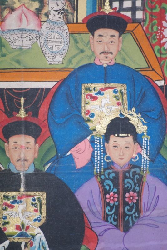 Chinesische Ahnenbilder 5 Personen Qing Dynastie 3
