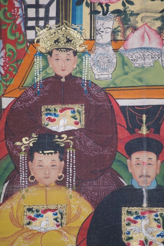 Chinesische Ahnenbilder 5 Personen Qing Dynastie 4