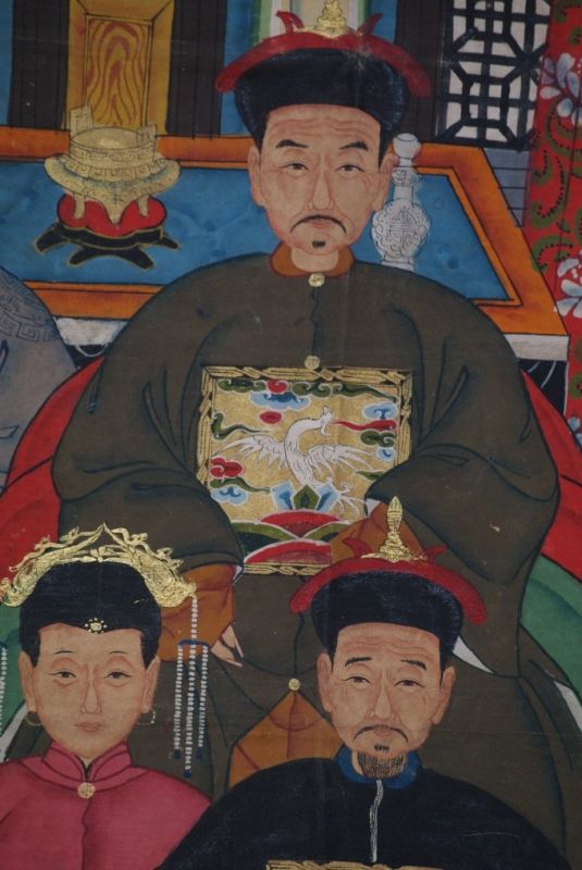 Chinesische Ahnenbilder 5 Personen Qing Dynastie 3