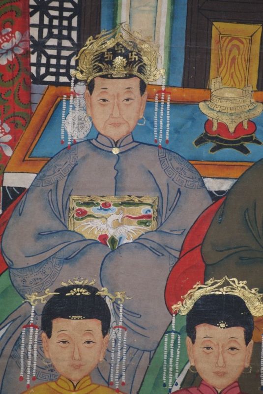 Chinesische Ahnenbilder 5 Personen Qing Dynastie 4