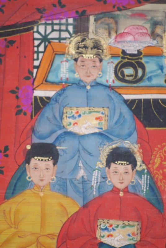 Chinesische Ahnenbilder 6 Personen Qing Dynastie 3