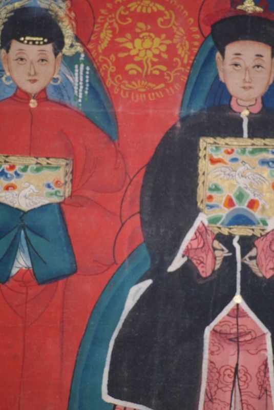 Chinesische Ahnenbilder 6 Personen Qing Dynastie 5