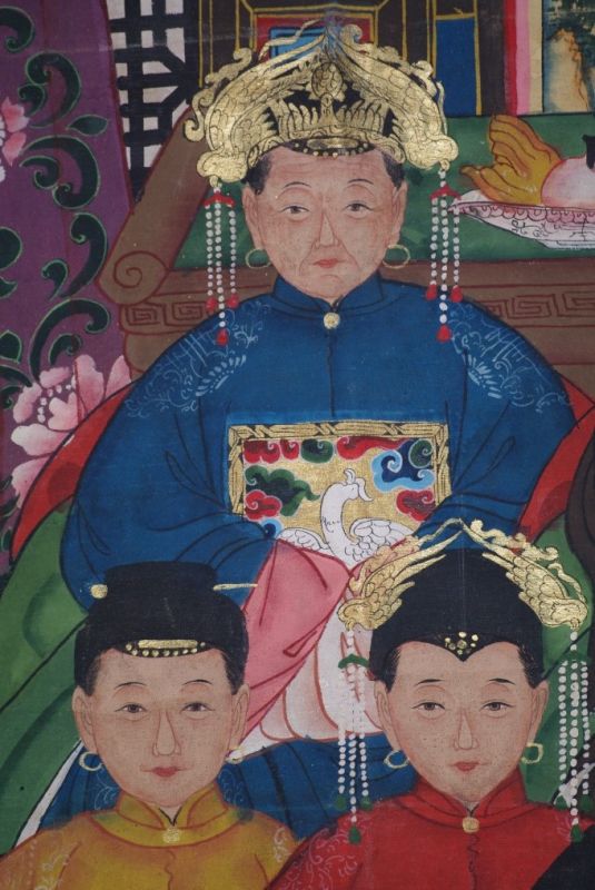Chinesische Ahnenbilder 6 Personen Qing Dynastie 3