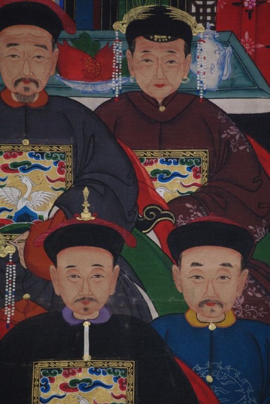 Chinesische Ahnenbilder 7 Personen Qing Dynastie 3