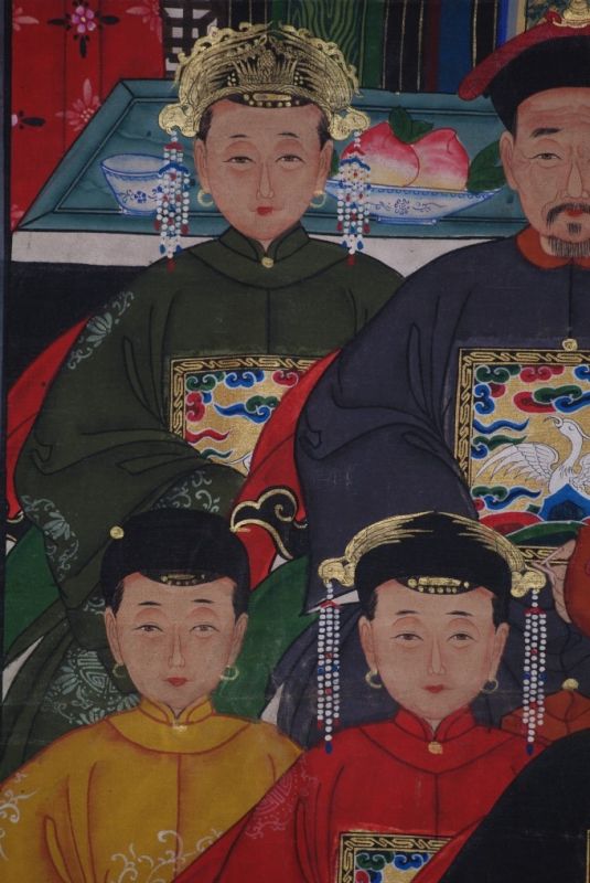 Chinesische Ahnenbilder 7 Personen Qing Dynastie 4