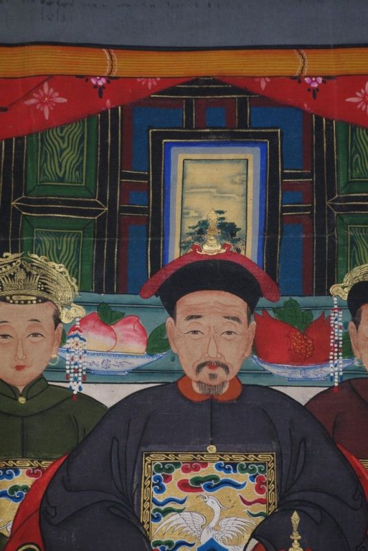 Chinesische Ahnenbilder 7 Personen Qing Dynastie 5