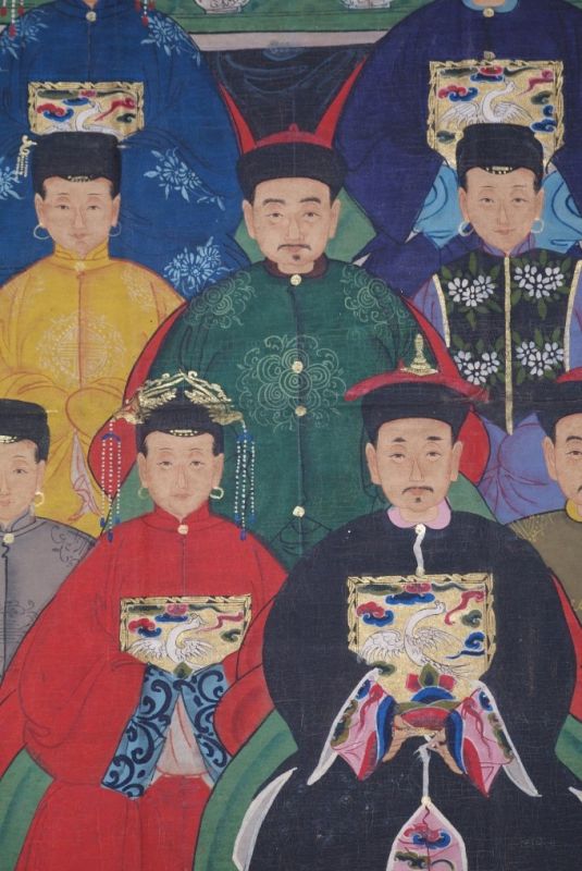 Chinesische Ahnenbilder 7 Personen Qing Dynastie 2
