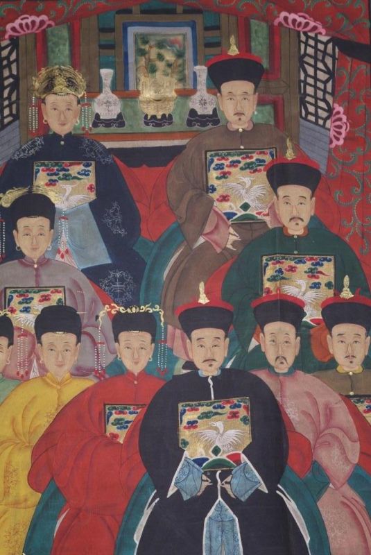 Chinesische Ahnenbilder Qing Dynastie 10 Personen 2