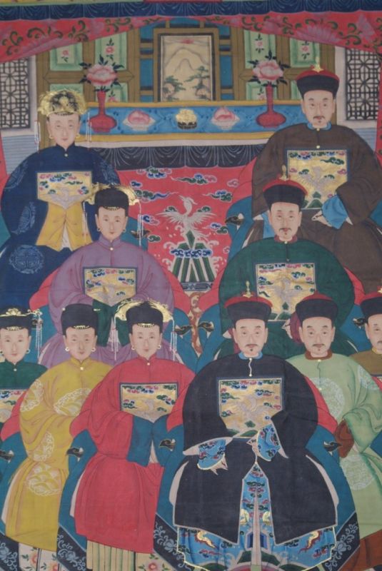 Chinesische Ahnenbilder Qing Dynastie 10 Personen 2