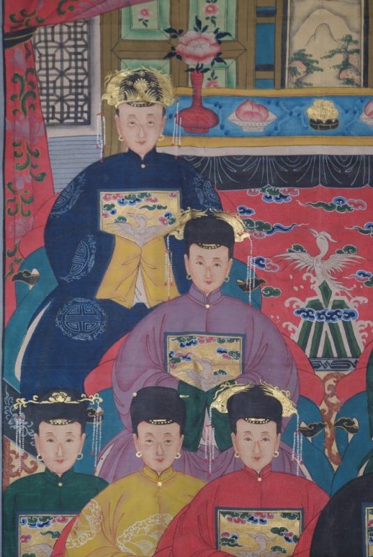 Chinesische Ahnenbilder Qing Dynastie 10 Personen 3