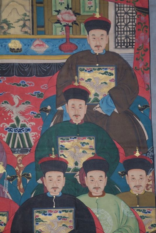 Chinesische Ahnenbilder Qing Dynastie 10 Personen 4