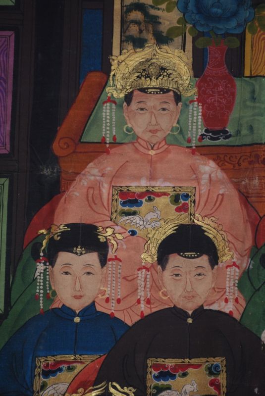 Chinesische Ahnenbilder Qing Dynastie 11 Personen 3