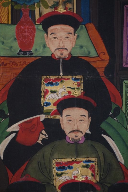 Chinesische Ahnenbilder Qing Dynastie 11 Personen 4