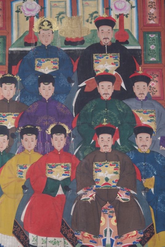 Chinesische Ahnenbilder Qing Dynastie 11 Personen 2