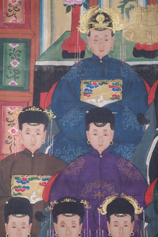 Chinesische Ahnenbilder Qing Dynastie 11 Personen 3