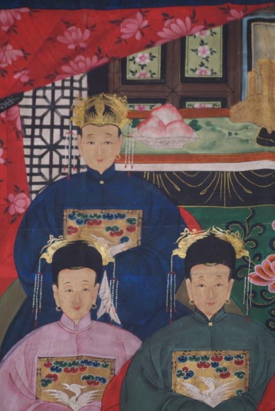 Chinesische Ahnenbilder Qing Dynastie 12 Personen 3