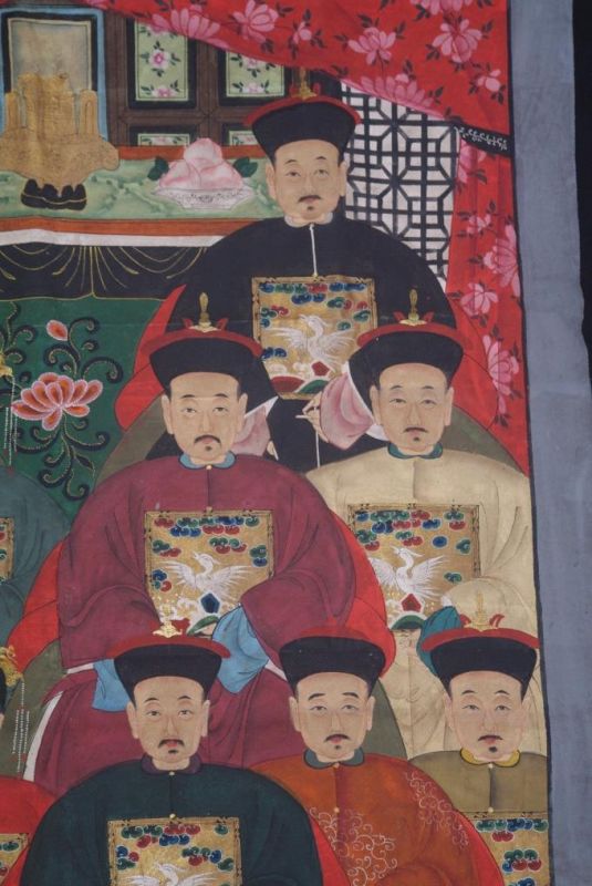 Chinesische Ahnenbilder Qing Dynastie 12 Personen 4