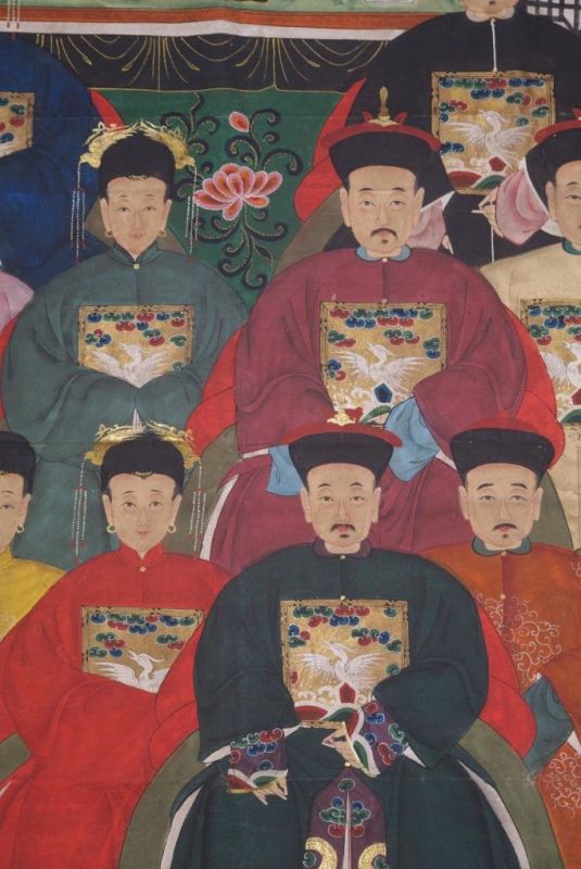 Chinesische Ahnenbilder Qing Dynastie 12 Personen 5