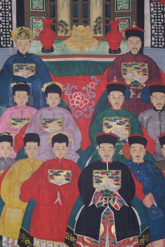 Chinesische Ahnenbilder Qing Dynastie 14 Personen 2