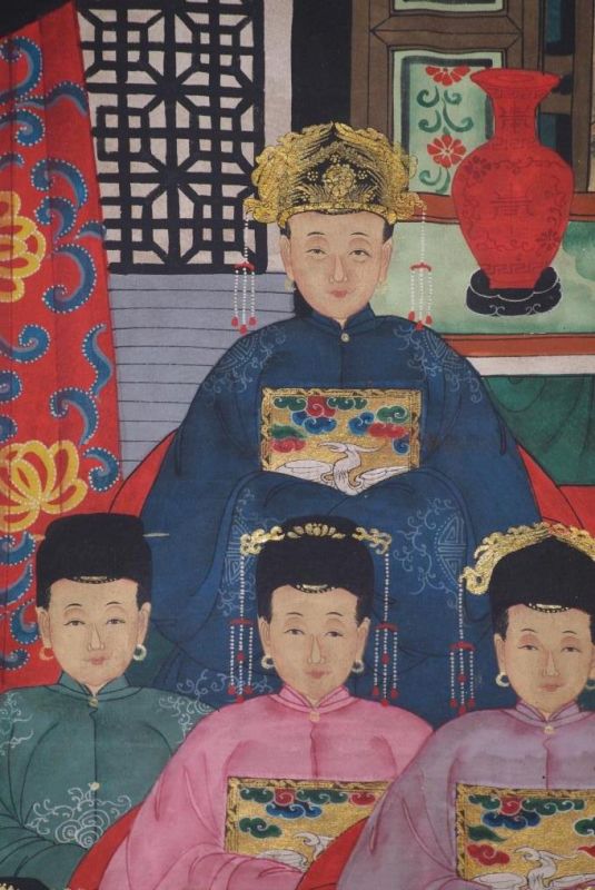 Chinesische Ahnenbilder Qing Dynastie 14 Personen 3