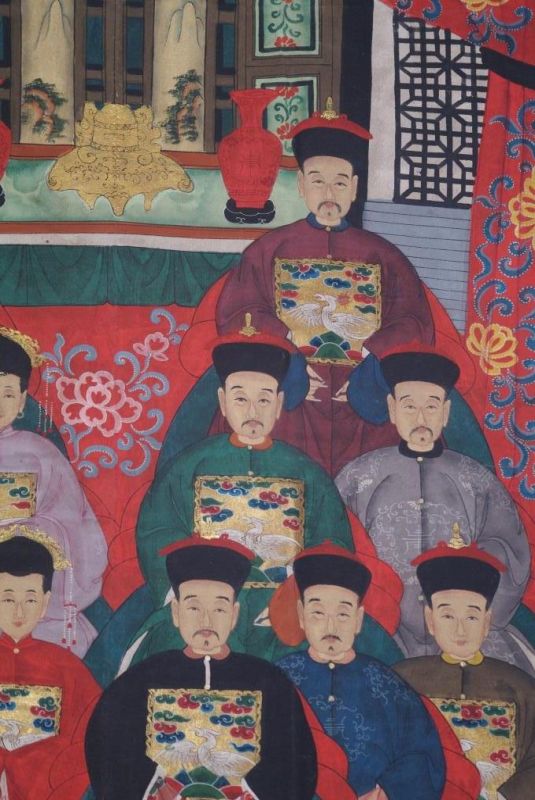 Chinesische Ahnenbilder Qing Dynastie 14 Personen 4