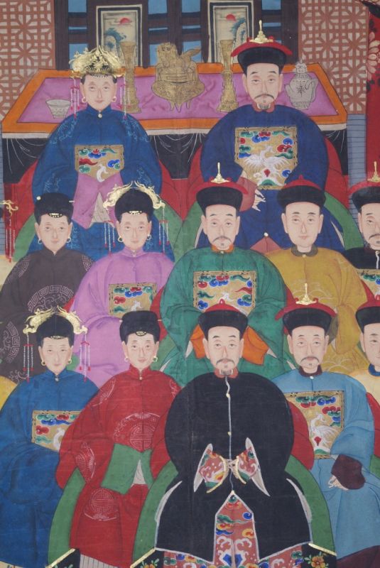 Chinesische Ahnenbilder Qing Dynastie 14 Personen 2