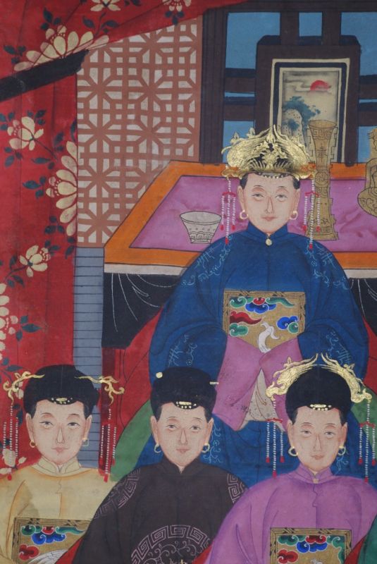 Chinesische Ahnenbilder Qing Dynastie 14 Personen 4