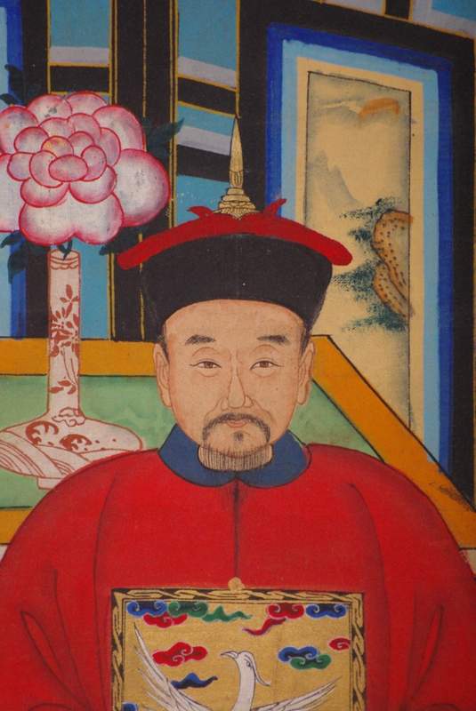 Chinesische Ahnenbilder Qing Dynastie 2 Personen 4