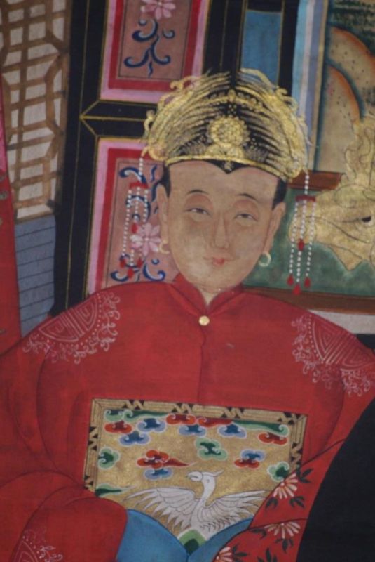 Chinesische Ahnenbilder Qing Dynastie 2 Personen 3