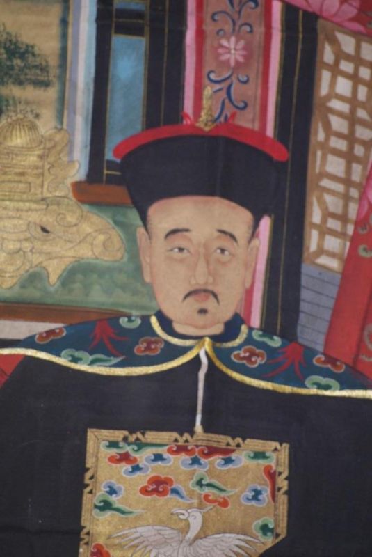 Chinesische Ahnenbilder Qing Dynastie 2 Personen 4