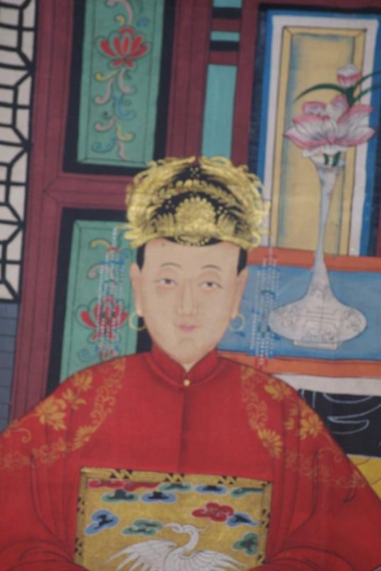 Chinesische Ahnenbilder Qing Dynastie 2 Personen 3