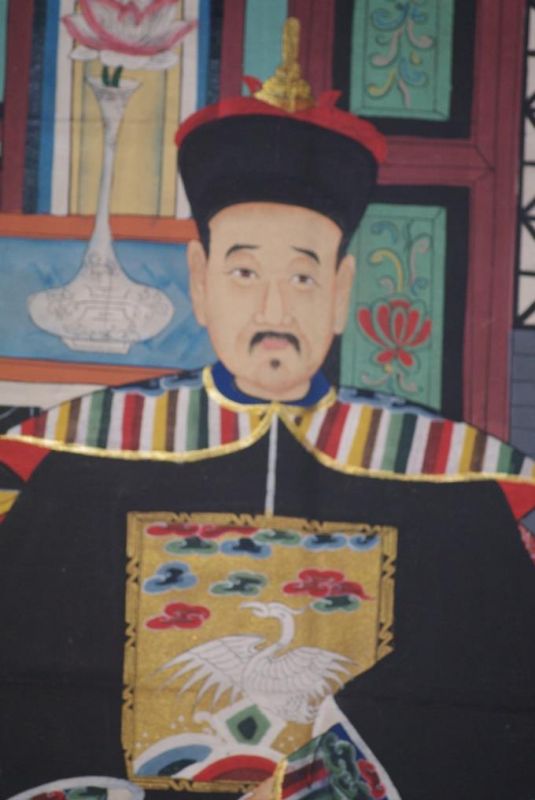 Chinesische Ahnenbilder Qing Dynastie 2 Personen 4