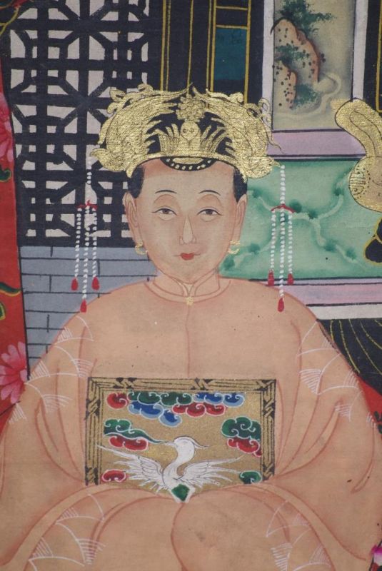 Chinesische Ahnenbilder Qing-Dynastie 2 Personen 3