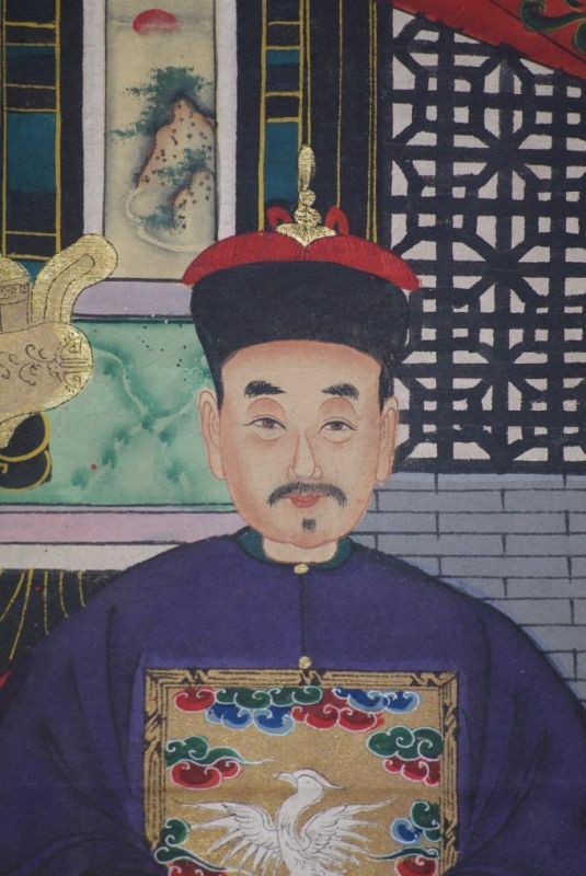 Chinesische Ahnenbilder Qing-Dynastie 2 Personen 4