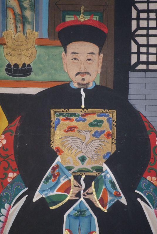 Chinesische Ahnenbilder Qing-Dynastie 2 Personen 3