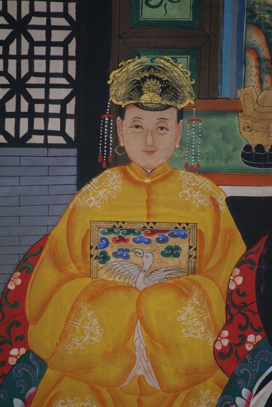 Chinesische Ahnenbilder Qing-Dynastie 2 Personen 4