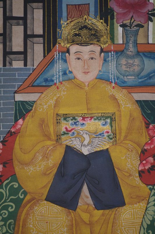 Chinesische Ahnenbilder Qing-Dynastie 2Personen 4