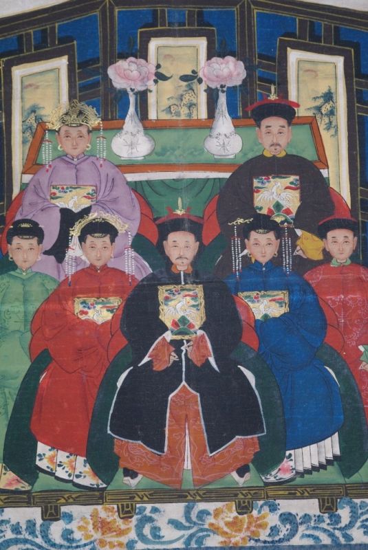 Chinesische Ahnenbilder Qing Dynastie 2 Personen 2