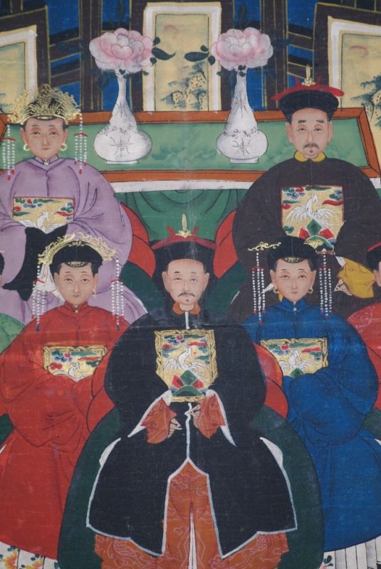 Chinesische Ahnenbilder Qing Dynastie 2 Personen 3