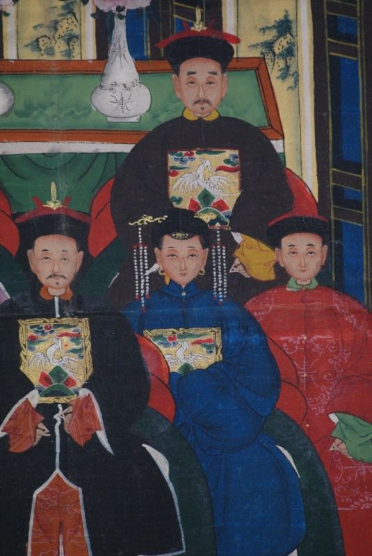 Chinesische Ahnenbilder Qing Dynastie 2 Personen 4