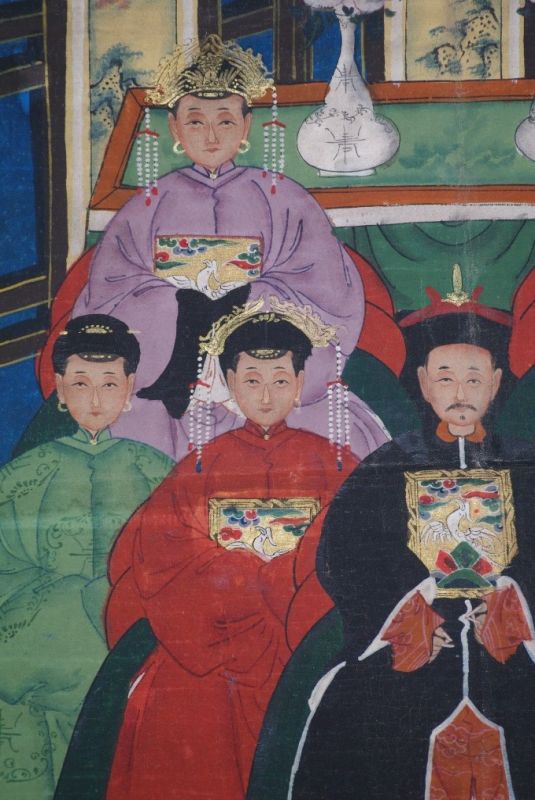 Chinesische Ahnenbilder Qing Dynastie 2 Personen 5