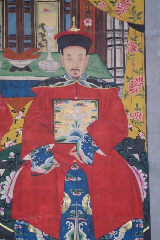 Chinesische Ahnenbilder Qing Dynastie 2 Personen 4