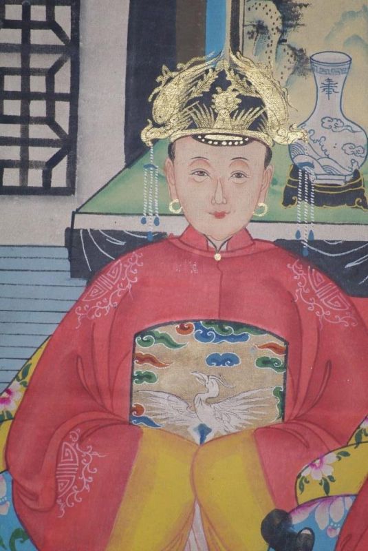 Chinesische Ahnenbilder Qing-Dynastie 2 Personen 4